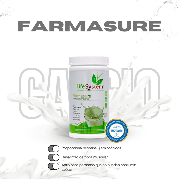 FarmaSure (Fibra Muscular, Sin Azúcar) Life System 600 g Vainilla