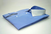 Camisa de Negocios Azul Raya Diagonal / Cuello Blanco  THOTH WEAR (6218053451962)