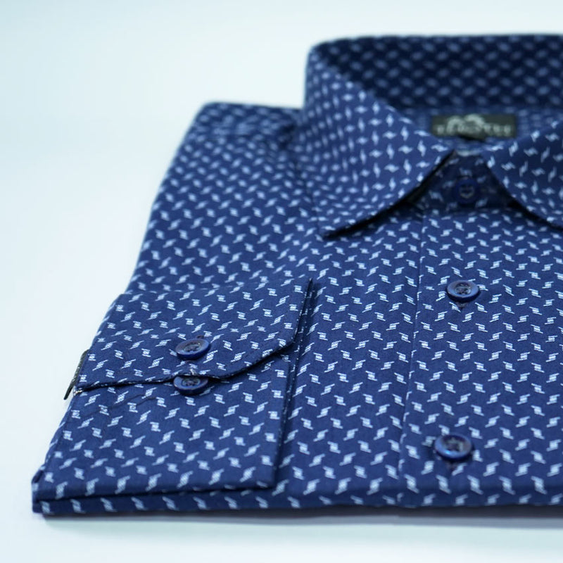 Camisa Casual Print Azul Cuadros Blancos – 60165 THOTH WEAR (6219784585402)