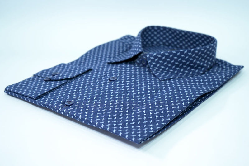 Camisa Casual Print Azul Cuadros Blancos – 60165 THOTH WEAR (6219784585402)