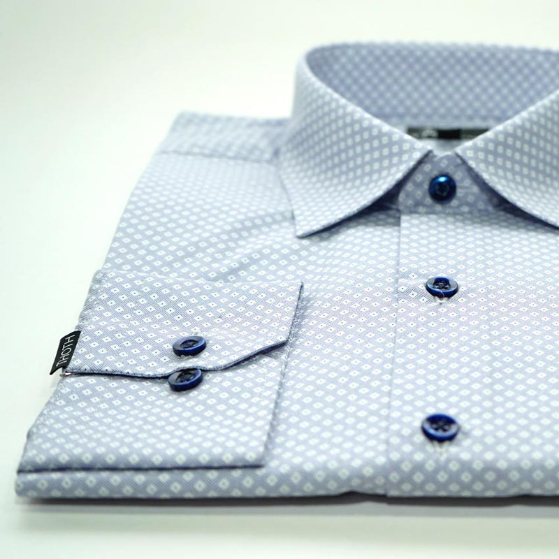 Camisa Casual Print Azul Rombo Blanco – 60172 THOTH WEAR (6219785863354)