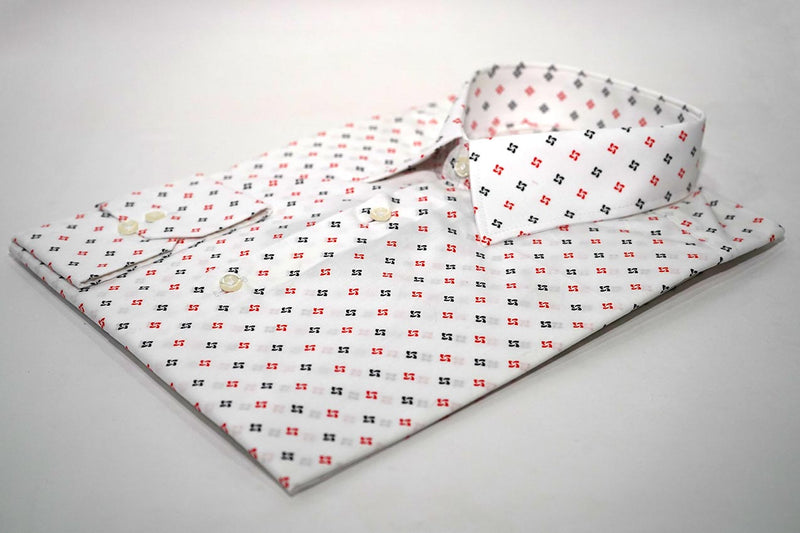 Camisa Casual Blanca Espiral Rojo / Negro – 60263 THOTH WEAR (6219776229562)