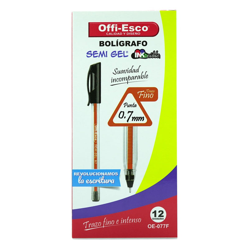 Bolígrafo Semi gel Triangular por 12 und