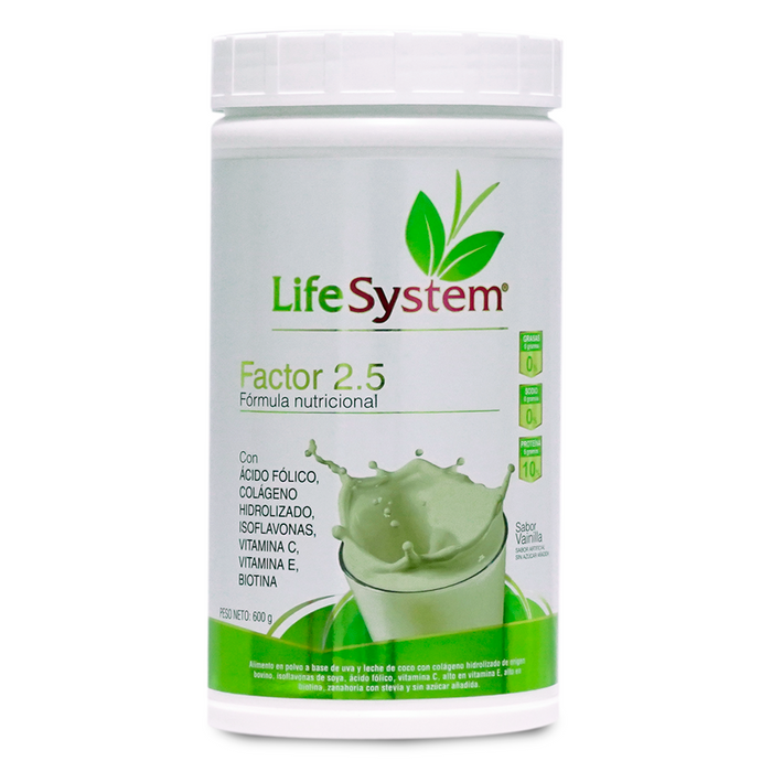 Factor 2.5 (Antioxidante, Crecimiento del Cabello y Regula los Cambios Hormonales)  Life System 600 g Vainilla (6847320096954)